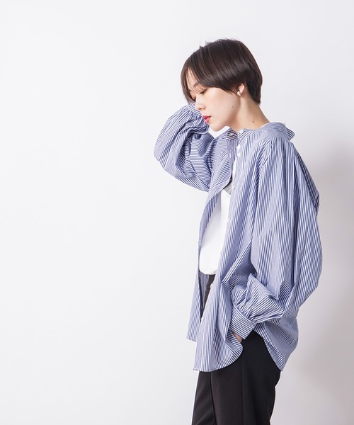 CIENA（シエナ）の「ボリュームスリーブ2wayブラウス（シャツ/ブラウス・レディース・ホワイト/グリーン/ホワイト×ブルー・FREE）」の9枚目の写真