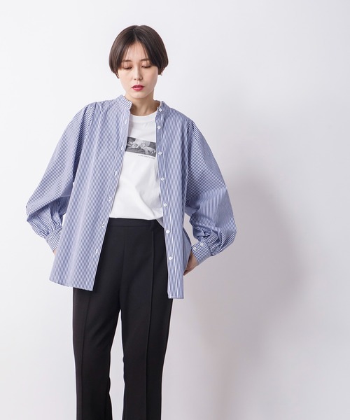 CIENA（シエナ）の「ボリュームスリーブ2wayブラウス（シャツ/ブラウス・レディース・ホワイト/グリーン/ホワイト×ブルー・FREE）」の5枚目の写真