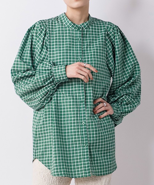 CIENA（シエナ）の「ボリュームスリーブ2wayブラウス（シャツ/ブラウス・レディース・ホワイト/グリーン/ホワイト×ブルー・FREE）」の11枚目の写真