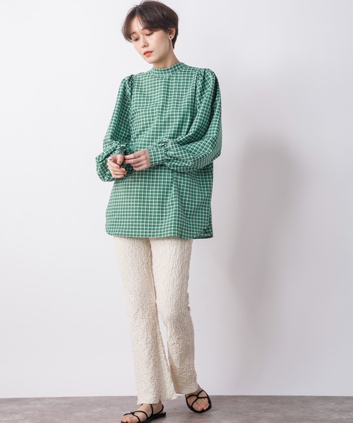 CIENA（シエナ）の「ボリュームスリーブ2wayブラウス（シャツ/ブラウス・レディース・ホワイト/グリーン/ホワイト×ブルー・FREE）」の13枚目の写真