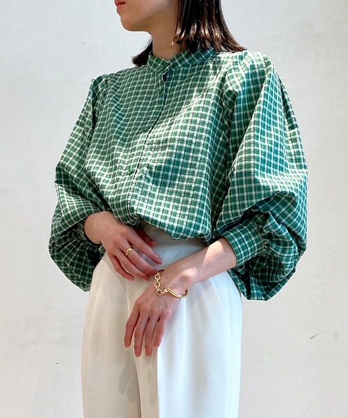 CIENA（シエナ）の「ボリュームスリーブ2wayブラウス（シャツ/ブラウス・レディース・ホワイト/グリーン/ホワイト×ブルー・FREE）」の20枚目の写真