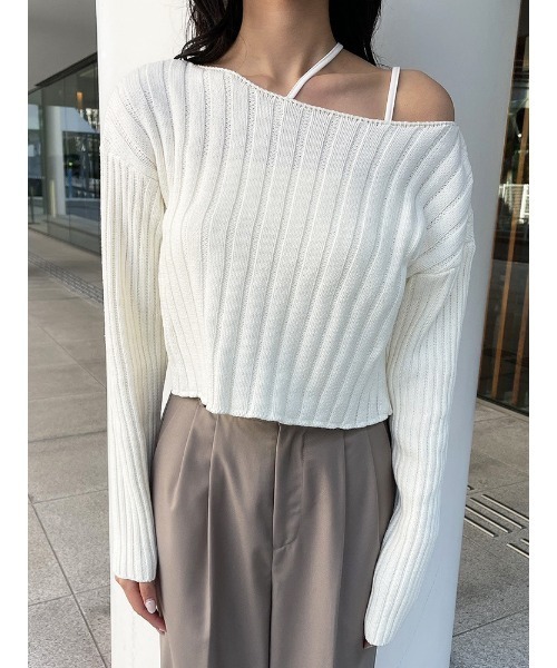 ENVYM(アンビー)の「オフショルワイドリブKNIT(ニット/セーター・レディース・ブルー/ホワイト/ブラック・FREE)」の13枚目の写真