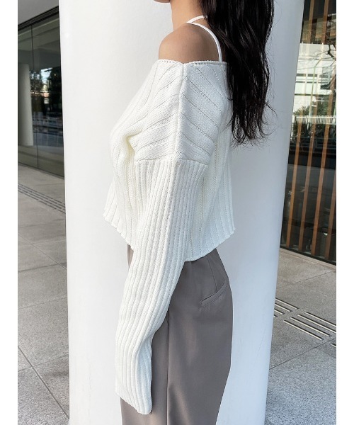 ENVYM(アンビー)の「オフショルワイドリブKNIT(ニット/セーター・レディース・ブルー/ホワイト/ブラック・FREE)」の14枚目の写真