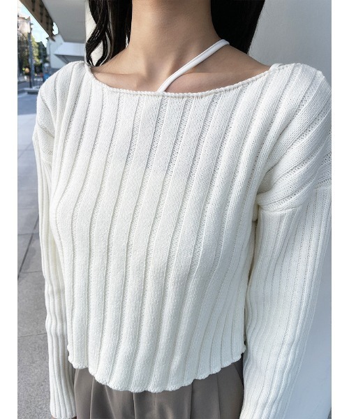 ENVYM(アンビー)の「オフショルワイドリブKNIT(ニット/セーター・レディース・ブルー/ホワイト/ブラック・FREE)」の17枚目の写真