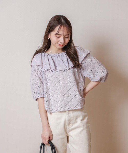 flower（フラワー）の「フレアフローラルブラウス（シャツ/ブラウス・レディース・ホワイト/パープル/ネイビー・FREE）」の20枚目の写真