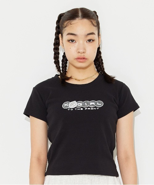 M 新品 送料込 エックスガール XGIRL Tシャツ ちびt X-girl エックスガール GRADATION GLITTER LOGO S/S RAGLAN BABY