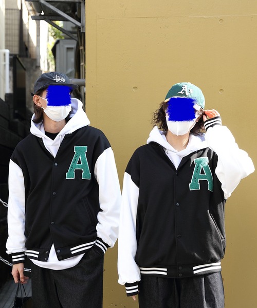 ８(eight)（エイト）の「サガラ刺繍スタジャン（スタジャン・メンズ・ブラック/グリーン/ブルー系その他・MEDIUM/LARGE）」の2枚目の写真