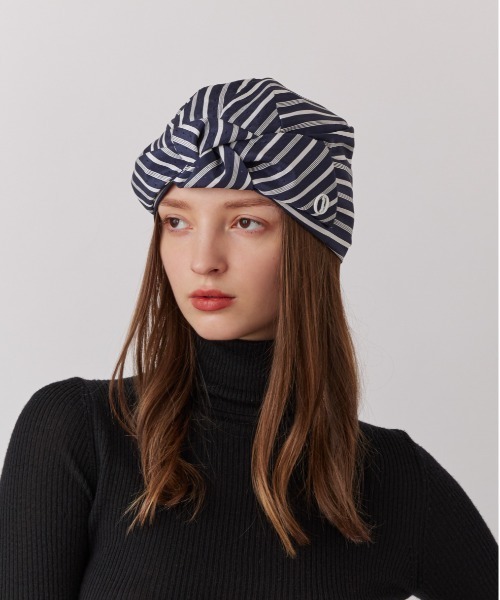 Chapeau d' O（シャポードオー）の「Chapeau d' O CasAllies Ribbon Headwrap / シャポードオー（ヘアバンド・レディース・ブラック/ネイビー/ライトベージュ/ホワイト×ネイビー・M/57.5cm）」の2枚目の写真