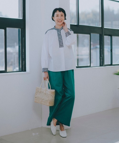 studio CLIP(スタディオクリップ)の「【はなさんコラボ】幾何学柄刺繍パンツ(その他パンツ・レディース・スモーク/ブラウン/グリーン・FREE/TF/PF)」の12枚目の写真