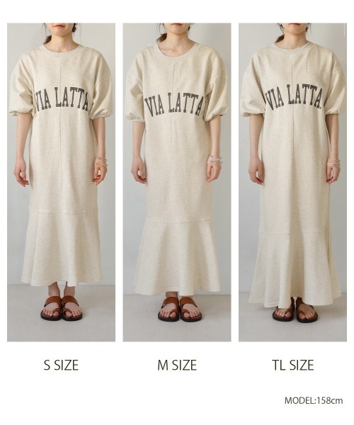 Bab（バブ）の「【低身長向け・高身長向けサイズあり】袖ボリューム前後２WAYマーメイドスウェットワンピース（ワンピース・レディース・杢グレー/グレー/ライトグリーン/チャコールグレー・TL/M/S）」の12枚目の写真