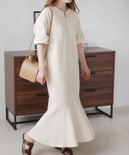 Bab（バブ）の「【低身長向け・高身長向けサイズあり】袖ボリューム前後２WAYマーメイドスウェットワンピース（ワンピース・レディース・杢グレー/グレー/ライトグリーン/チャコールグレー・TL/M/S）」の21枚目の写真