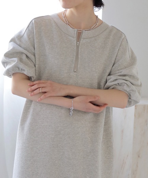 Bab（バブ）の「【低身長向け・高身長向けサイズあり】袖ボリューム前後２WAYマーメイドスウェットワンピース（ワンピース・レディース・杢グレー/グレー/ライトグリーン/チャコールグレー・TL/M/S）」の6枚目の写真