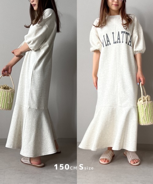 Bab（バブ）の「【低身長向け・高身長向けサイズあり】袖ボリューム前後２WAYマーメイドスウェットワンピース（ワンピース・レディース・杢グレー/グレー/ライトグリーン/チャコールグレー・TL/M/S）」の17枚目の写真