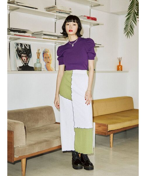 jouetie(ジュエティ)の「メローテレコスカート【セットアップ対応】(スカート・レディース・ブラック/レッド/グリーン/ボルドー・MEDIUM)」の10枚目の写真