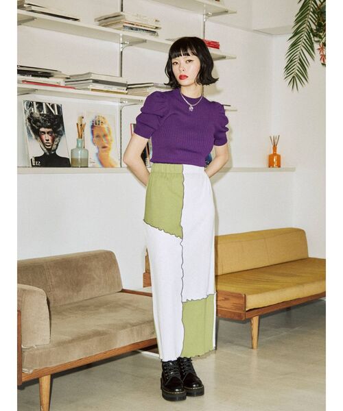 jouetie(ジュエティ)の「メローテレコスカート【セットアップ対応】(スカート・レディース・ブラック/レッド/グリーン/ボルドー・MEDIUM)」の11枚目の写真