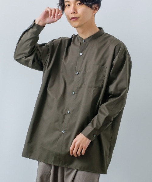 improves(インプローブス)の「【improves】ルーズフィット オーバーサイズ バンドカラー 長袖シャツ(シャツ/ブラウス・メンズ・グレイッシュベージュ/ダークブラウン/ブラック/サックスブルー/ホワイト・LARGE/MEDIUM)」の1枚目の写真