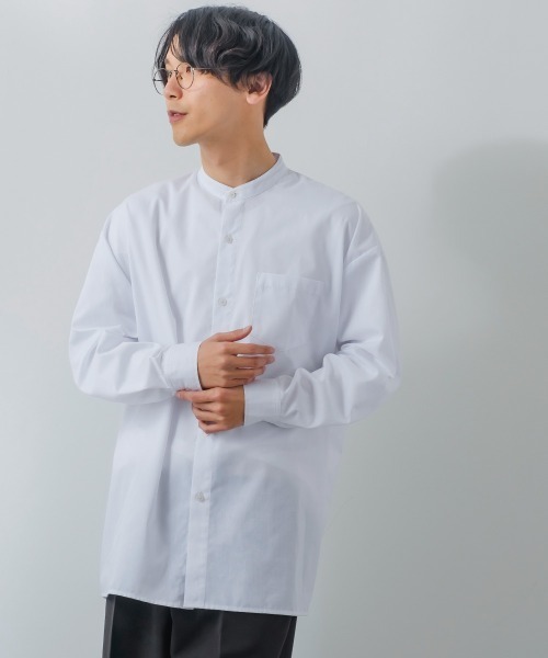 improves(インプローブス)の「【improves】ルーズフィット オーバーサイズ バンドカラー 長袖シャツ(シャツ/ブラウス・メンズ・グレイッシュベージュ/ダークブラウン/ブラック/サックスブルー/ホワイト・LARGE/MEDIUM)」の9枚目の写真