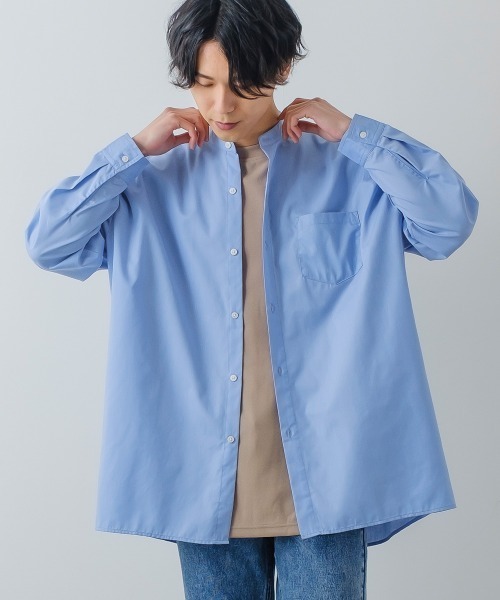 improves(インプローブス)の「【improves】ルーズフィット オーバーサイズ バンドカラー 長袖シャツ(シャツ/ブラウス・メンズ・グレイッシュベージュ/ダークブラウン/ブラック/サックスブルー/ホワイト・LARGE/MEDIUM)」の8枚目の写真