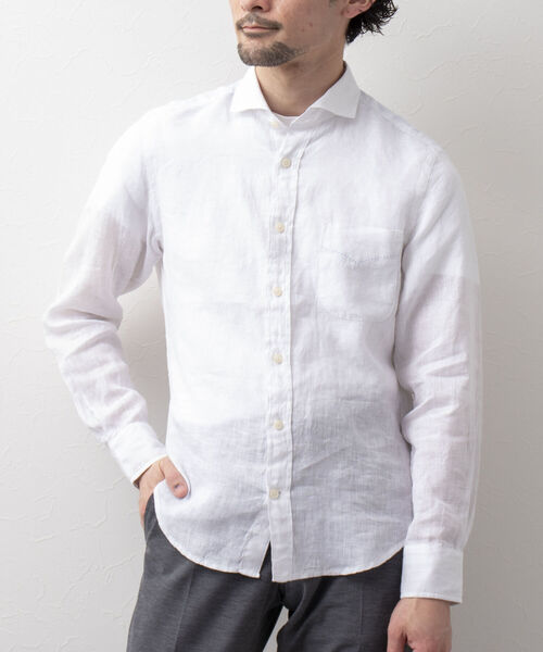 NOLLEY'S goodman(ノーリーズグッドマン)の「リネンカッタウェイシャツ(シャツ/ブラウス・メンズ・ホワイト/ブルー/ベージュ系その他3/パープル系その他4・SMALL/MEDIUM/X-LARGE/LARGE)」の2枚目の写真