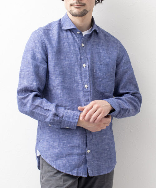 NOLLEY'S goodman(ノーリーズグッドマン)の「リネンカッタウェイシャツ(シャツ/ブラウス・メンズ・ホワイト/ブルー/ベージュ系その他3/パープル系その他4・SMALL/MEDIUM/X-LARGE/LARGE)」の4枚目の写真