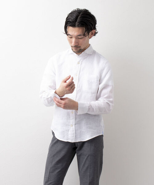 NOLLEY'S goodman(ノーリーズグッドマン)の「リネンカッタウェイシャツ(シャツ/ブラウス・メンズ・ホワイト/ブルー/ベージュ系その他3/パープル系その他4・SMALL/MEDIUM/X-LARGE/LARGE)」の9枚目の写真