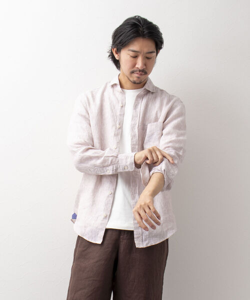 NOLLEY'S goodman(ノーリーズグッドマン)の「リネンカッタウェイシャツ(シャツ/ブラウス・メンズ・ホワイト/ブルー/ベージュ系その他3/パープル系その他4・SMALL/MEDIUM/X-LARGE/LARGE)」の8枚目の写真