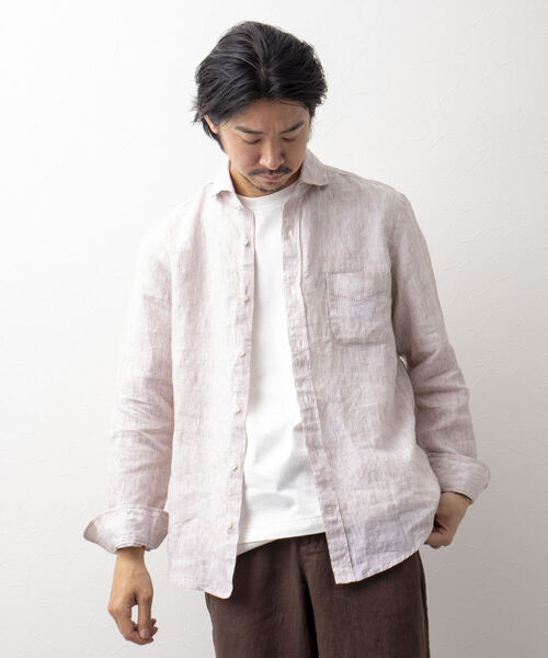 NOLLEY'S goodman(ノーリーズグッドマン)の「リネンカッタウェイシャツ(シャツ/ブラウス・メンズ・ホワイト/ブルー/ベージュ系その他3/パープル系その他4・SMALL/MEDIUM/X-LARGE/LARGE)」の6枚目の写真