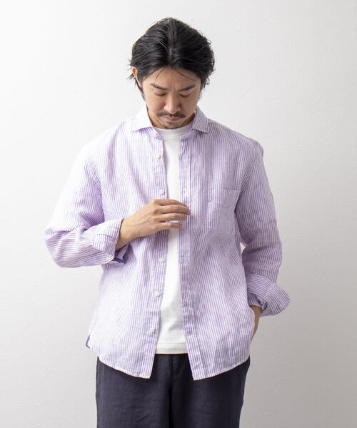 NOLLEY'S goodman(ノーリーズグッドマン)の「リネンカッタウェイシャツ(シャツ/ブラウス・メンズ・ホワイト/ブルー/ベージュ系その他3/パープル系その他4・SMALL/MEDIUM/X-LARGE/LARGE)」の12枚目の写真