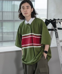 kutir | ボーダーラガービッグシャツ(ポロシャツ)