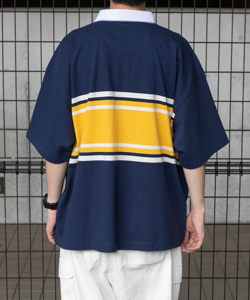 kutir（クティール）の「ボーダーラガービッグシャツ（ポロシャツ・メンズ・ネイビー/ブラック/グリーン・MEDIUM/LARGE）」の18枚目の写真