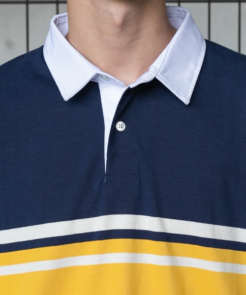 kutir（クティール）の「ボーダーラガービッグシャツ（ポロシャツ・メンズ・ネイビー/ブラック/グリーン・MEDIUM/LARGE）」の19枚目の写真