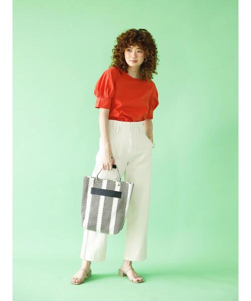 koe（コエ）の「TCストレッチ 袖ボリュームブラウス*（シャツ/ブラウス・レディース・オレンジ/オフホワイト/ブルー/キャメル・M）」の9枚目の写真