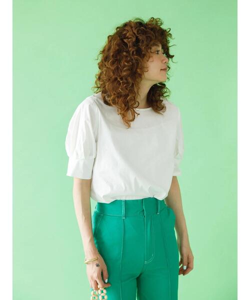 koe（コエ）の「TCストレッチ 袖ボリュームブラウス*（シャツ/ブラウス・レディース・オレンジ/オフホワイト/ブルー/キャメル・M）」の12枚目の写真