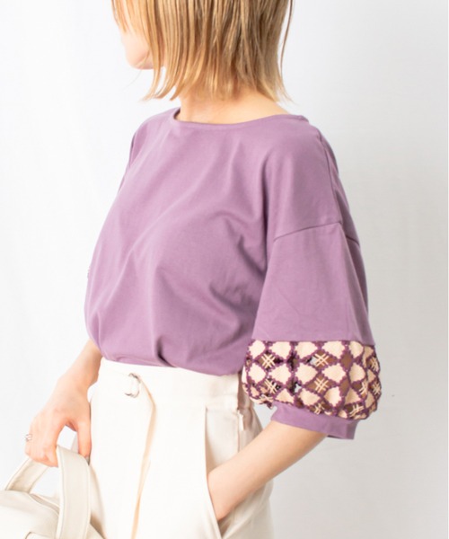 malla（マーラ）の「malla マーラ ケミカルレースTee（Tシャツ/カットソー・レディース・ブラック/ホワイト/パープル・FREE）」の3枚目の写真