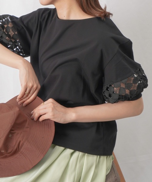 malla（マーラ）の「malla マーラ ケミカルレースTee（Tシャツ/カットソー・レディース・ブラック/ホワイト/パープル・FREE）」の7枚目の写真