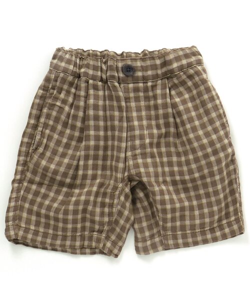 F.O.KIDS（エフオーキッズ）の「Wガーゼチェックタックパンツ 5分丈（その他パンツ・キッズ・ブラウン/ブルー/ベージュ/ブラック・90/130/100/110/95/120/80/140）」の3枚目の写真