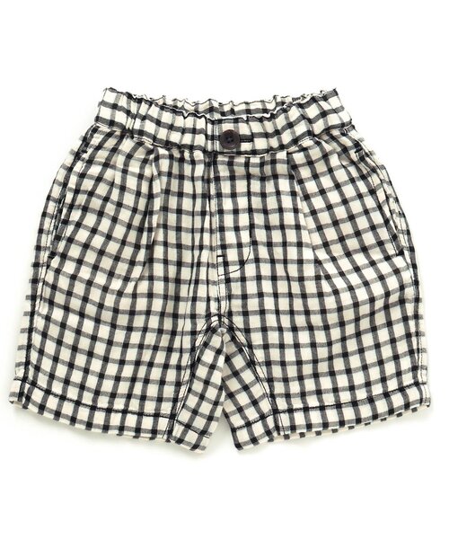 F.O.KIDS（エフオーキッズ）の「Wガーゼチェックタックパンツ 5分丈（その他パンツ・キッズ・ブラウン/ブルー/ベージュ/ブラック・90/130/100/110/95/120/80/140）」の2枚目の写真