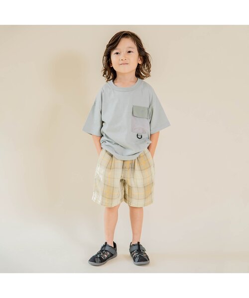 F.O.KIDS（エフオーキッズ）の「Wガーゼチェックタックパンツ 5分丈（その他パンツ・キッズ・ブラウン/ブルー/ベージュ/ブラック・90/130/100/110/95/120/80/140）」の5枚目の写真
