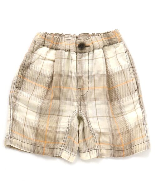 F.O.KIDS（エフオーキッズ）の「Wガーゼチェックタックパンツ 5分丈（その他パンツ・キッズ・ブラウン/ブルー/ベージュ/ブラック・90/130/100/110/95/120/80/140）」の6枚目の写真