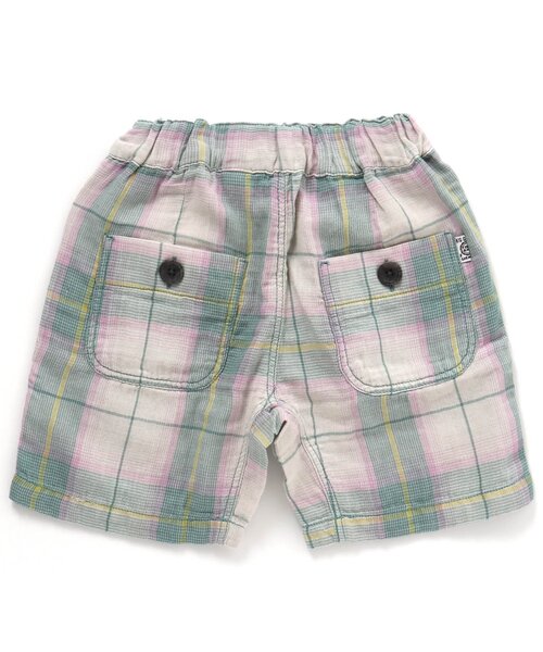 F.O.KIDS（エフオーキッズ）の「Wガーゼチェックタックパンツ 5分丈（その他パンツ・キッズ・ブラウン/ブルー/ベージュ/ブラック・90/130/100/110/95/120/80/140）」の9枚目の写真