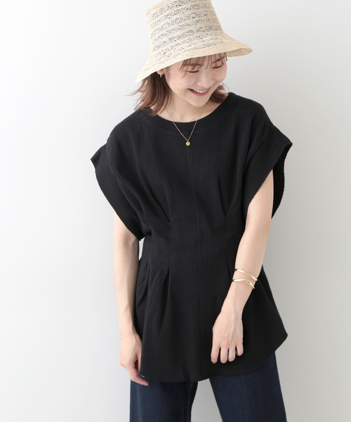 SLOBE IENA(スローブイエナ)の「【CLANE/クラネ】 YAKKO SLEEVE HEAVY リブカットソー(Tシャツ/カットソー・レディース・アイボリー/ブラック/グリーン・FREE)」の3枚目の写真