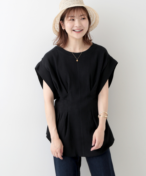 SLOBE IENA(スローブイエナ)の「【CLANE/クラネ】 YAKKO SLEEVE HEAVY リブカットソー(Tシャツ/カットソー・レディース・アイボリー/ブラック/グリーン・FREE)」の7枚目の写真