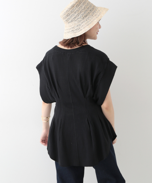 SLOBE IENA(スローブイエナ)の「【CLANE/クラネ】 YAKKO SLEEVE HEAVY リブカットソー(Tシャツ/カットソー・レディース・アイボリー/ブラック/グリーン・FREE)」の9枚目の写真