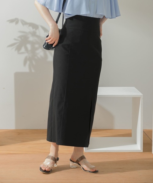 HEYUMM（ヘユム）の「ストレッチスリットナロースカート（スカート・レディース・ブラック/ブルー/アイボリー/ブラウン・ONE）」の17枚目の写真