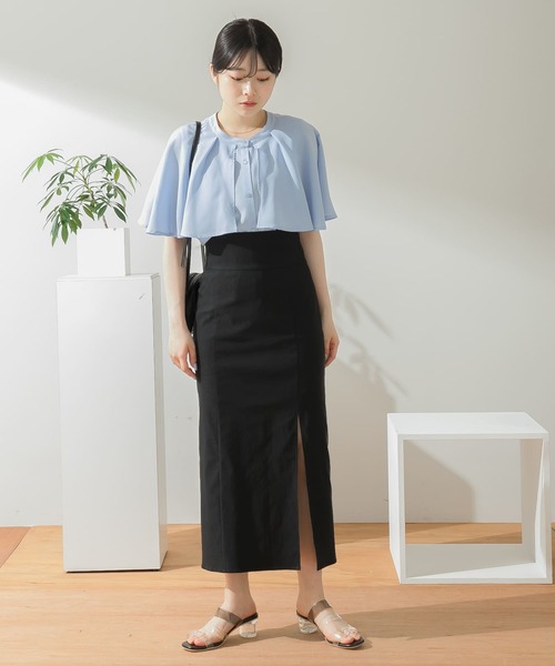 HEYUMM（ヘユム）の「ストレッチスリットナロースカート（スカート・レディース・ブラック/ブルー/アイボリー/ブラウン・ONE）」の19枚目の写真