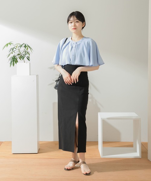 HEYUMM（ヘユム）の「ストレッチスリットナロースカート（スカート・レディース・ブラック/ブルー/アイボリー/ブラウン・ONE）」の21枚目の写真