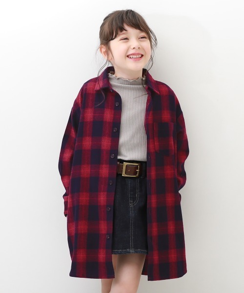 devirock（デビロック）の「ネルシャツ ワンピース（シャツワンピース・キッズ・ブラック/ネイビー/ブラウン/レッド/グリーン/アイボリー・110cm/100cm/120cm/130cm/140cm/150cm/160cm）」の6枚目の写真