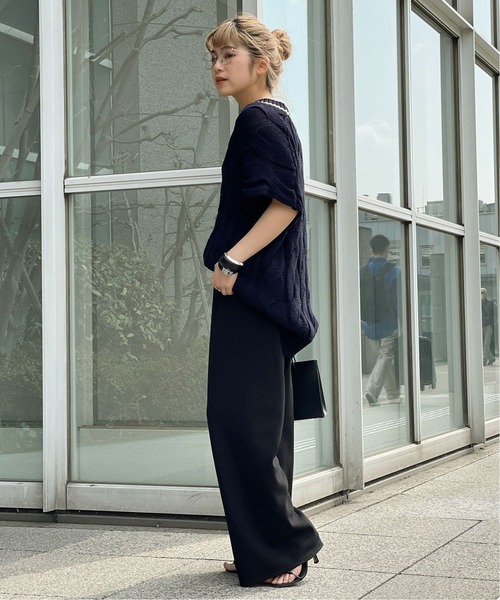 ASPESI(アスペジ) 起毛コットンエラスティックパンツ ネイビー 46 洗える/イージーケア/UVカット/ストレッチ】スカルノテックス