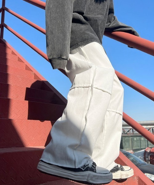 Mimma/Mimaa（ミマ）の「【Mimma/Mimaa】パイピングロックデニム（デニムパンツ・メンズ・ホワイト/ブラック/ブルー・FREE）」の2枚目の写真