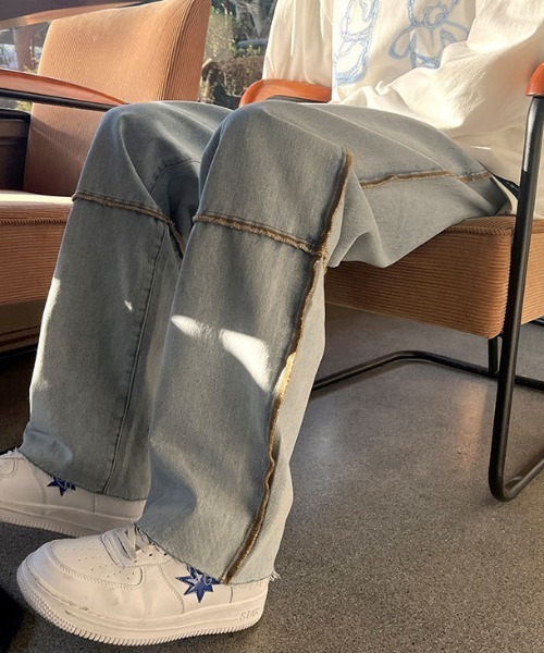 Mimma/Mimaa（ミマ）の「【Mimma/Mimaa】パイピングロックデニム（デニムパンツ・メンズ・ホワイト/ブラック/ブルー・FREE）」の13枚目の写真